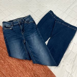 American Eagle super high rise flared jeans.